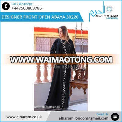 New Kimono Style Embroidered Long Sleeve Black Abaya for Women