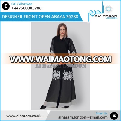 Fashionable Trendy Black Embroidery Work Abaya Thobe